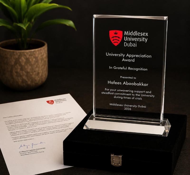 University Appreciation Award, In grateful recognition · 2026